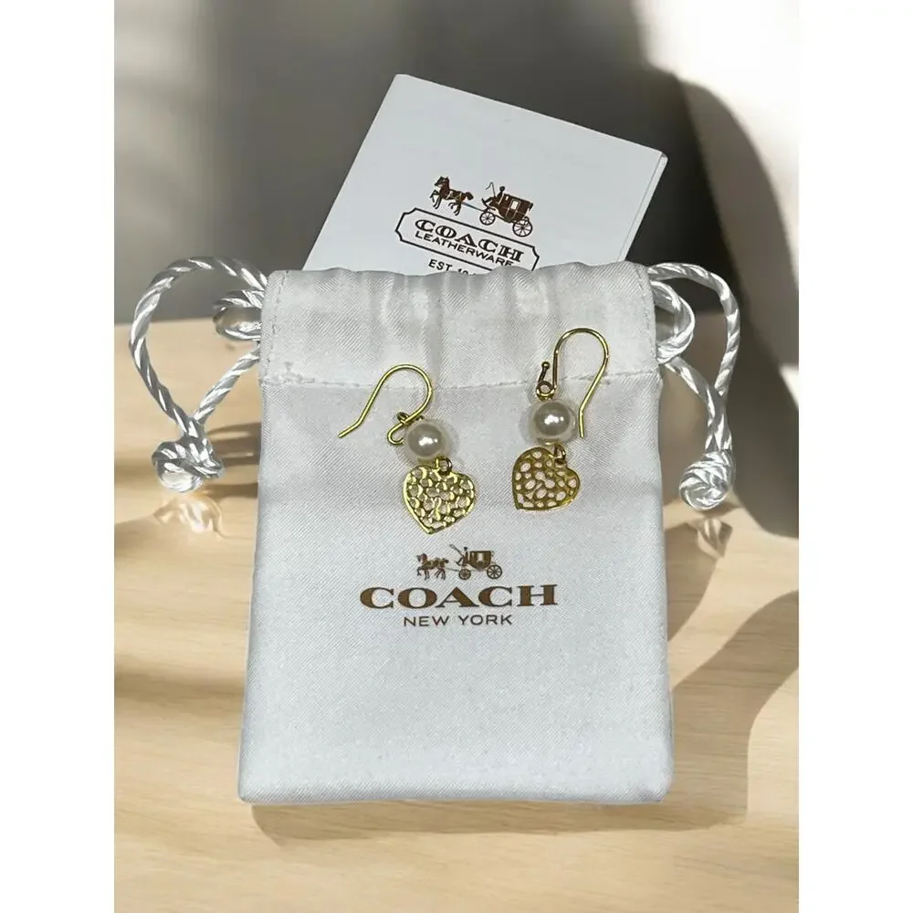 Coach Pearl and Heart Drop Earrings - Picture 3 of 7
